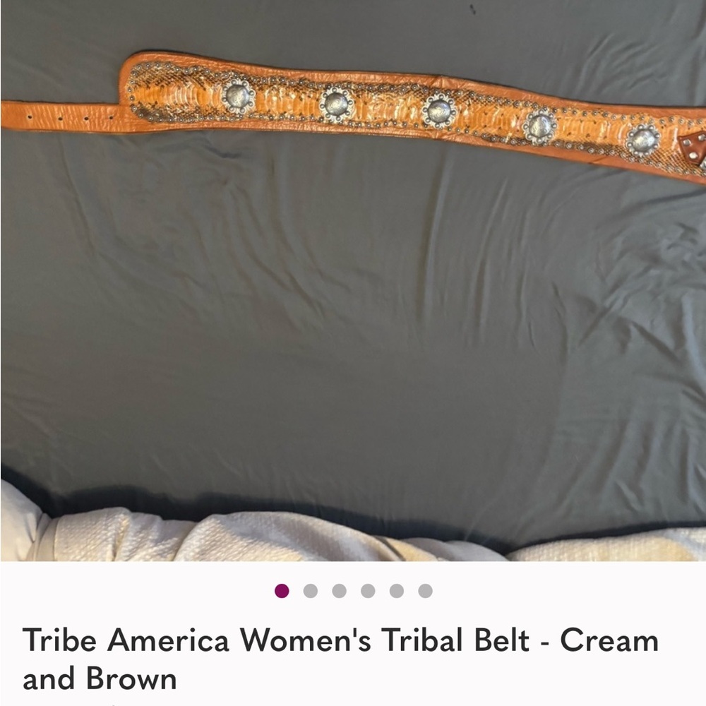 Tribe America Gold Leather Belt - Picture 5 of 6